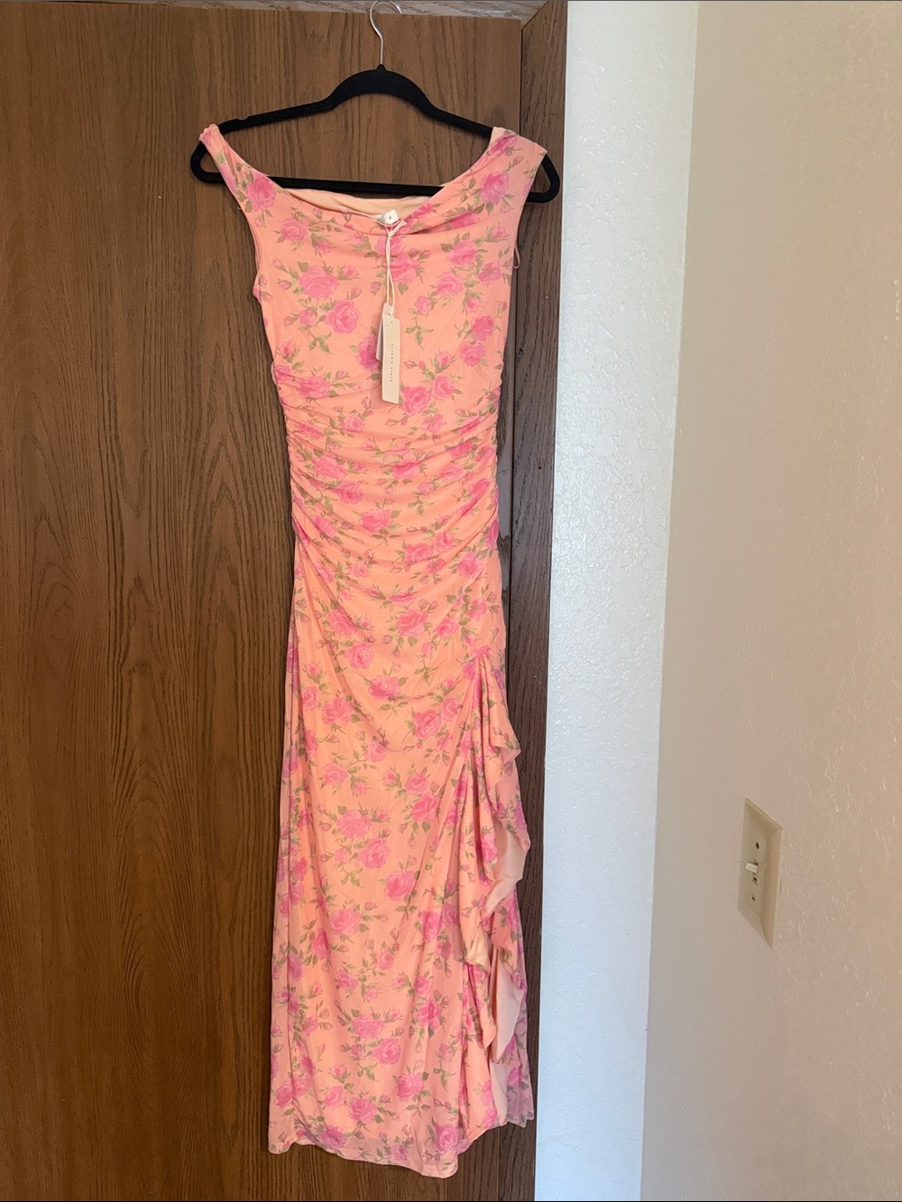 Altar'd State Pink Floral Off-Shoulder Maxi Dress